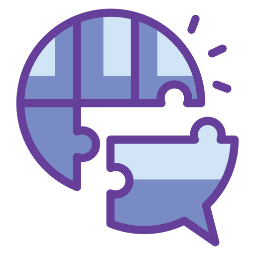 icône bulle de conversation sous forme de puzzle