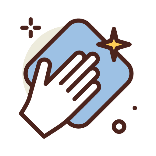 icône main qui essuie avec un chiffon