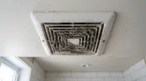 Grille d’un extracteur de salle de bain obstruée par la poussière à Québec